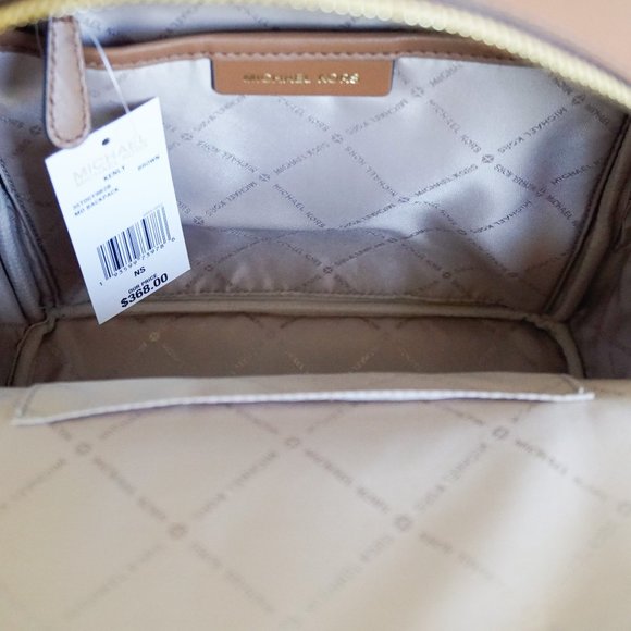 Michael Kors Kenly M Backpack PVC Leather MK Brown - Picture 8 of 11